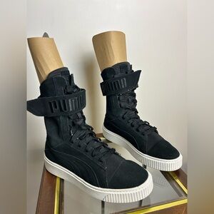 Puma Platform Women’s Size 9 High Knee Boots Black Suede Cargo Street wear skate